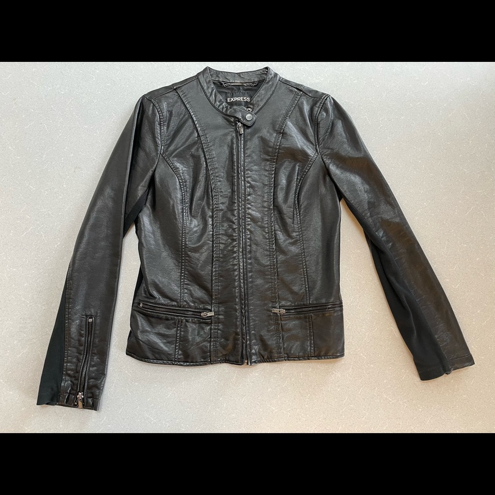 Express black faux leather Jacket sz L